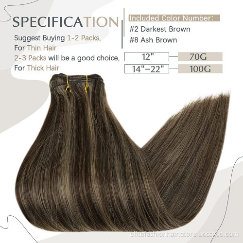 Wholesale Straight Remy Hair Weft Extensions 12-30 Inch Sew in Weft Extensions Full Head Double Wefted Human Hair Bundles
